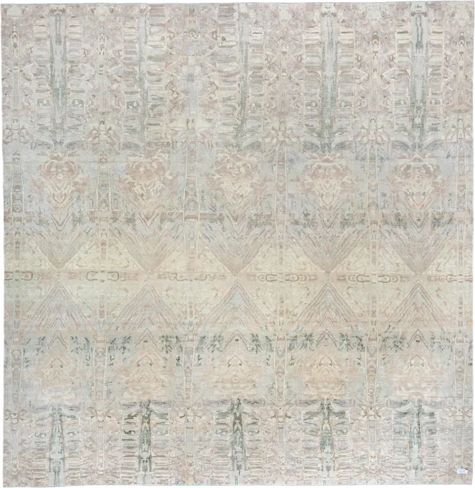 No. 88577 cream rug with symmetrical pink and sage ornate columns